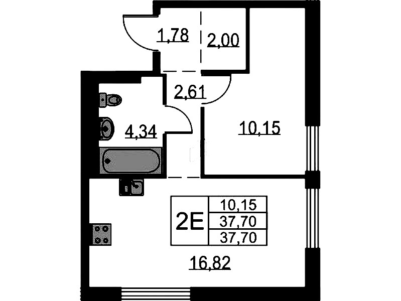 1-комнатная квартира 37.7 м², 11/12 эт., ЖК «Невская Долина»